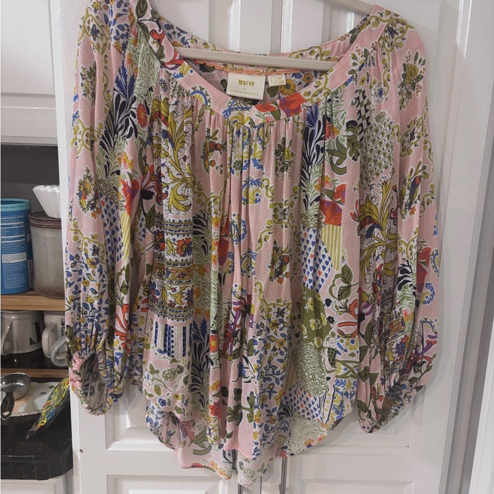 Maeve by Anthropologie  Patchwork Floral Peasant Blouse - Picture 2 of 5